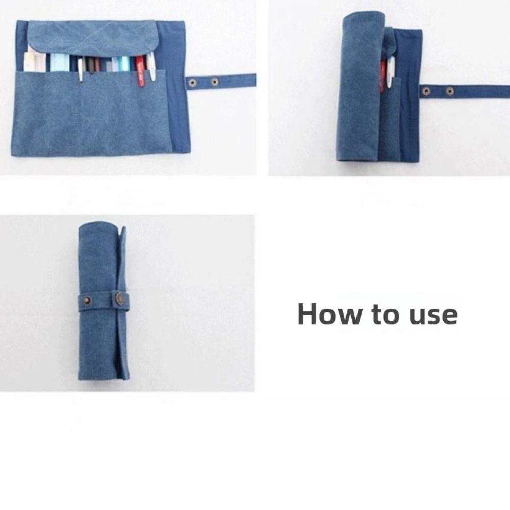 Canvas Pen Curtain Space-Saving Pencil Bag New Wrap Roll Holder ForTeacher, Student, Painter