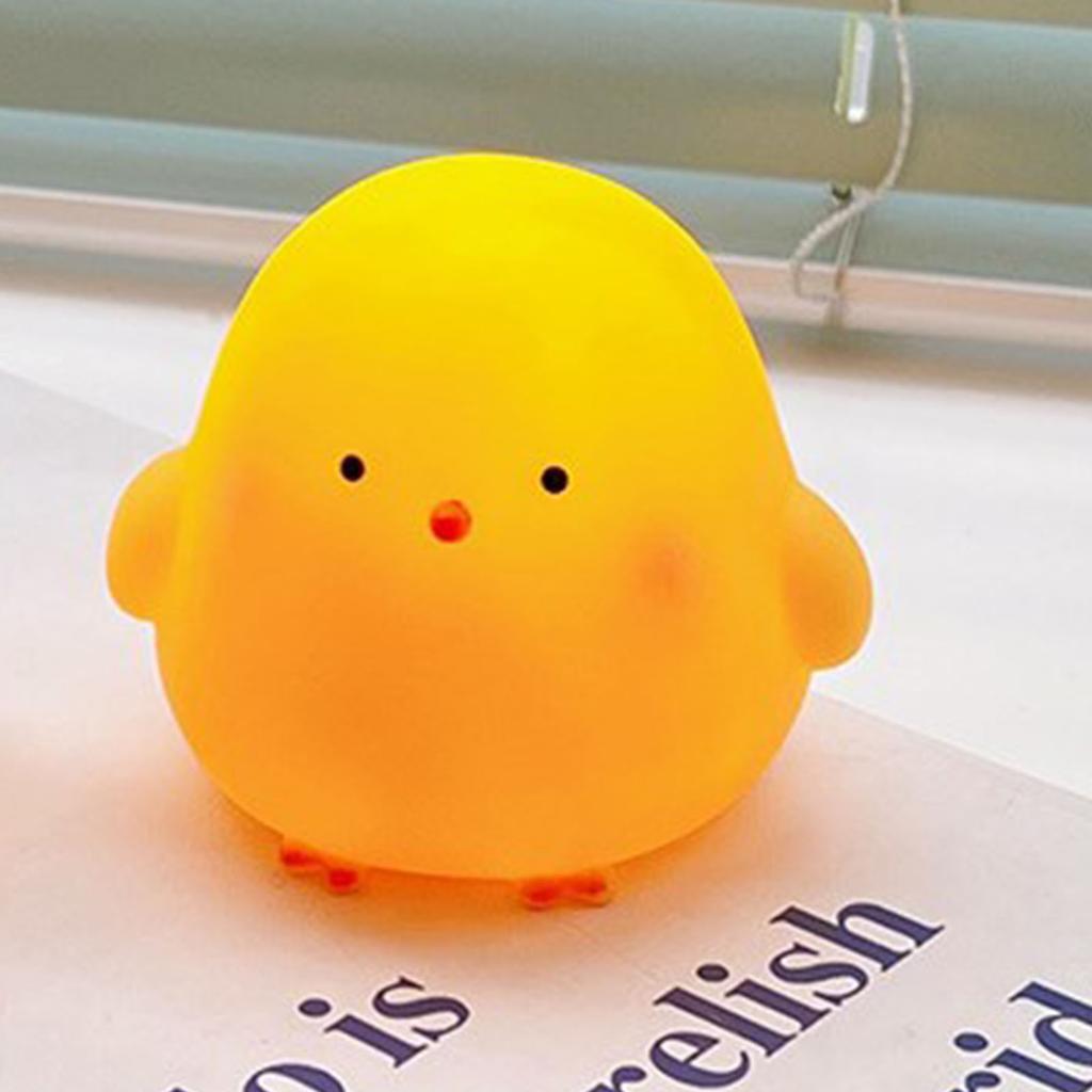 Cute Night Light Yellow Chick Cartoon Warm Light Soft Shell Comfortable Touch Animal Lamp with