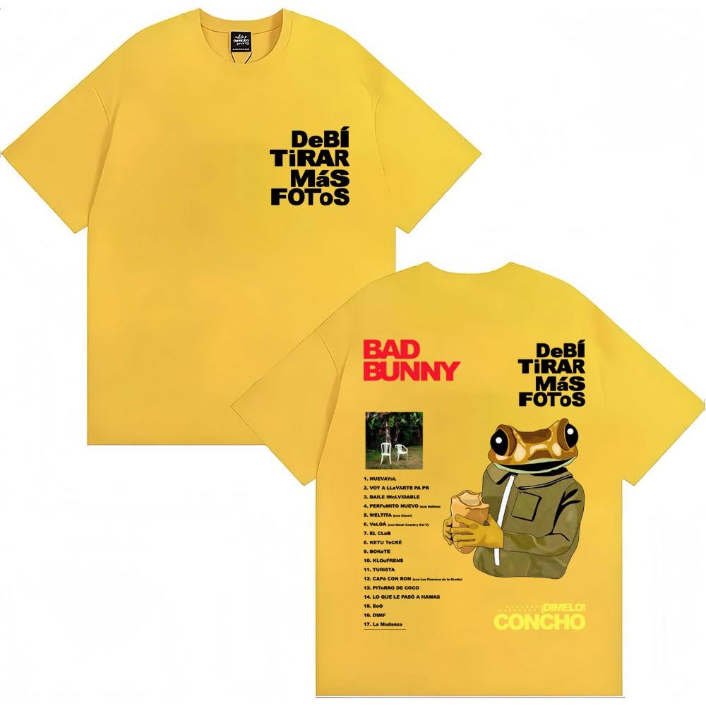 Rapper Bad Bunny Debi Tirar Mas Fotos Album T Shirts Men's Trendy O-Neck T-shirt Oversized Cotton Casual T-shirts
