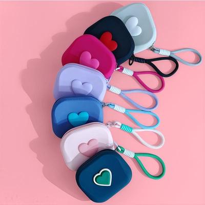 Heart-Shaped Bluetooth Earphone & Card Coin Purse - Silicone Handbag
