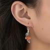 Two-Tone Silver & Copper Flower Leaf Drop Earrings Handmade Nature Inspired Floral Dangle Earrings Women Vintage Bohemian Jewelry