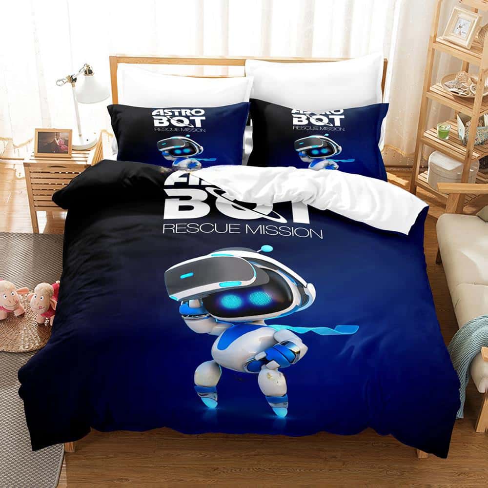 3D Print Anime Astro Bot Bedding Set Single Twin Full Queen King Size Duvet Cover Sets for Adult Kid Bedroom