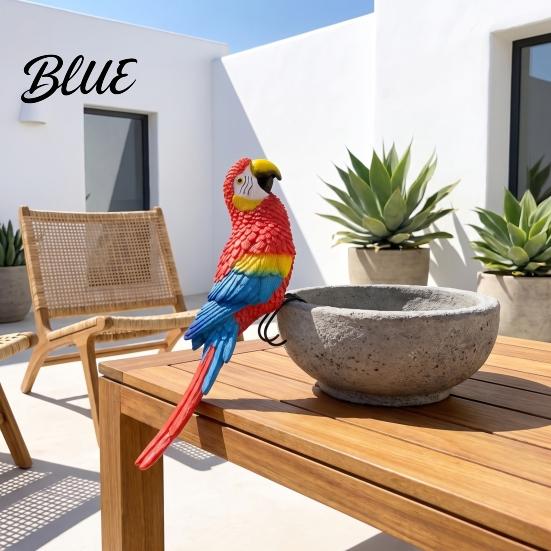 Pflanzenzubehör für den Außenbereich Papagei Gartendekoration Handbemalte Harz-Vogelfigur mit Metallclip Bunter Schreibtisch Wellensittich Ara Ornament