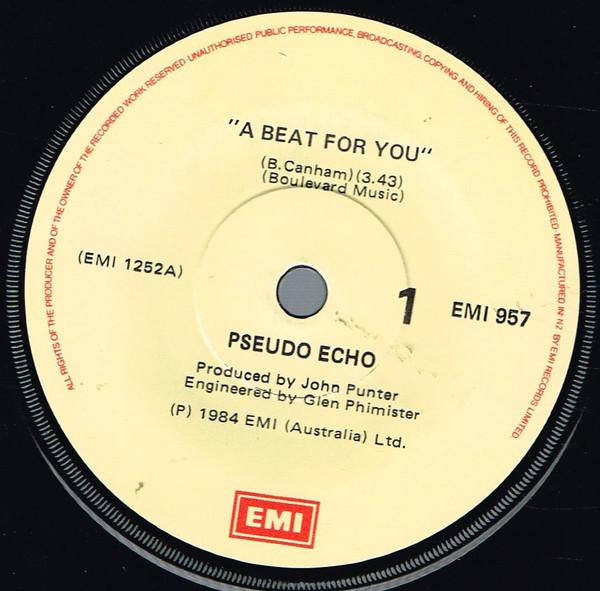 

7inch Record PSEUDO ECHO A Beat For You EMI957 EMI 1984 New Zealan Dance Electronica Used
