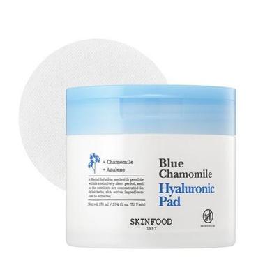 Blue Chamomile Hyaluronic Toner Pads – 70pcs | Soothing & Hydrating Dual Cotton Pads for Sensitive Skin