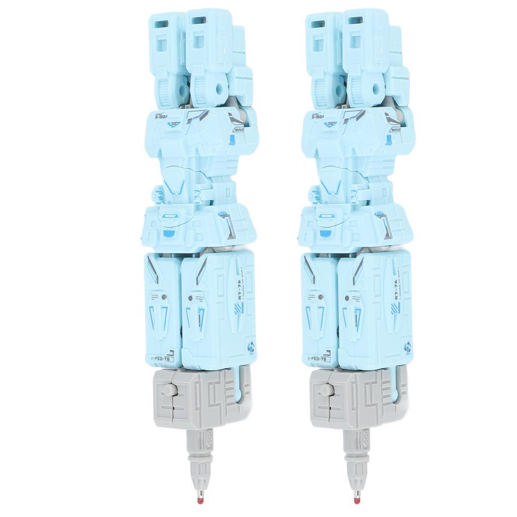 2Pcs Deformation Robot Toy Deformation Robot Pen Disassemble Student Study Stationery Light Blue