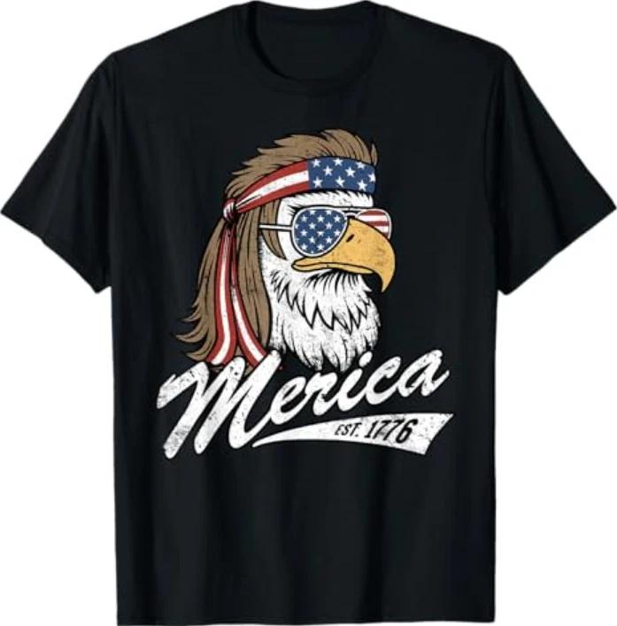 Merica Eagle Usa American Flag Vintage Funny Tshirt S