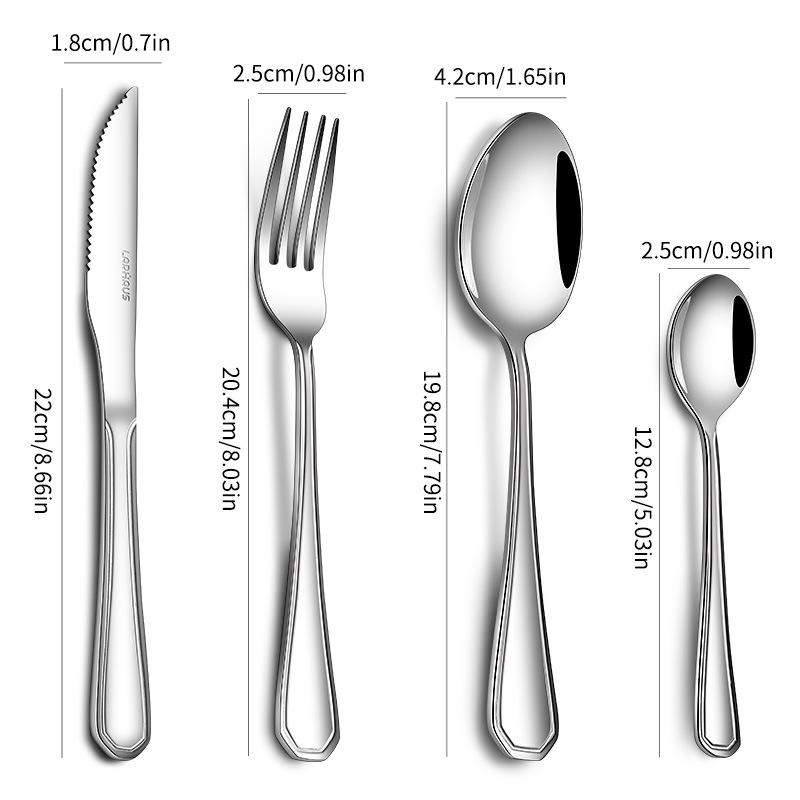 Cross-Border Cutlery Set: Knife, Fork, Soup Spoon, Dessert Spoon for Household, Hotel, or Restaurant Use.