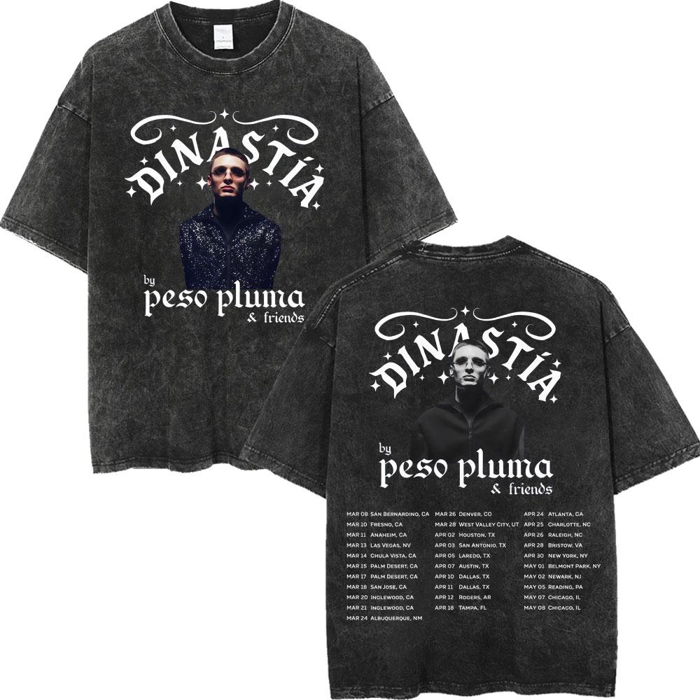Vintage Washed Rapper Peso Pluma Poster Graphic T Shirt Men Women Fashion Hip Hop Tshirt High Quality Cotton Oversized Tshirts