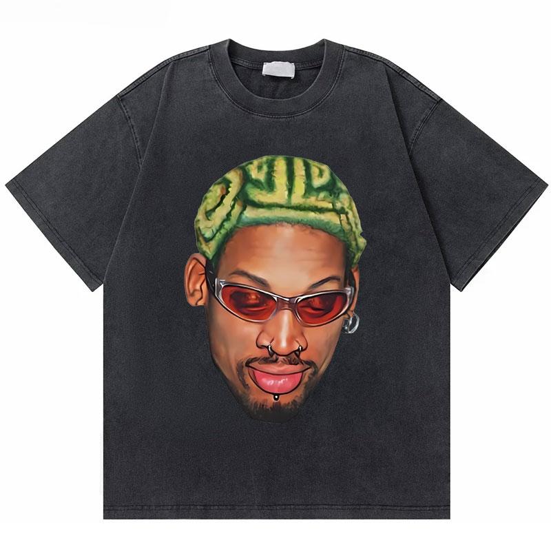 2026 Hot Sale Washed Vintage The Worm Dennis Rodman I'm Back T-shirt Men Women Fashion Hip Hop Oversized T Shirts Male Rock Retro Streetwear