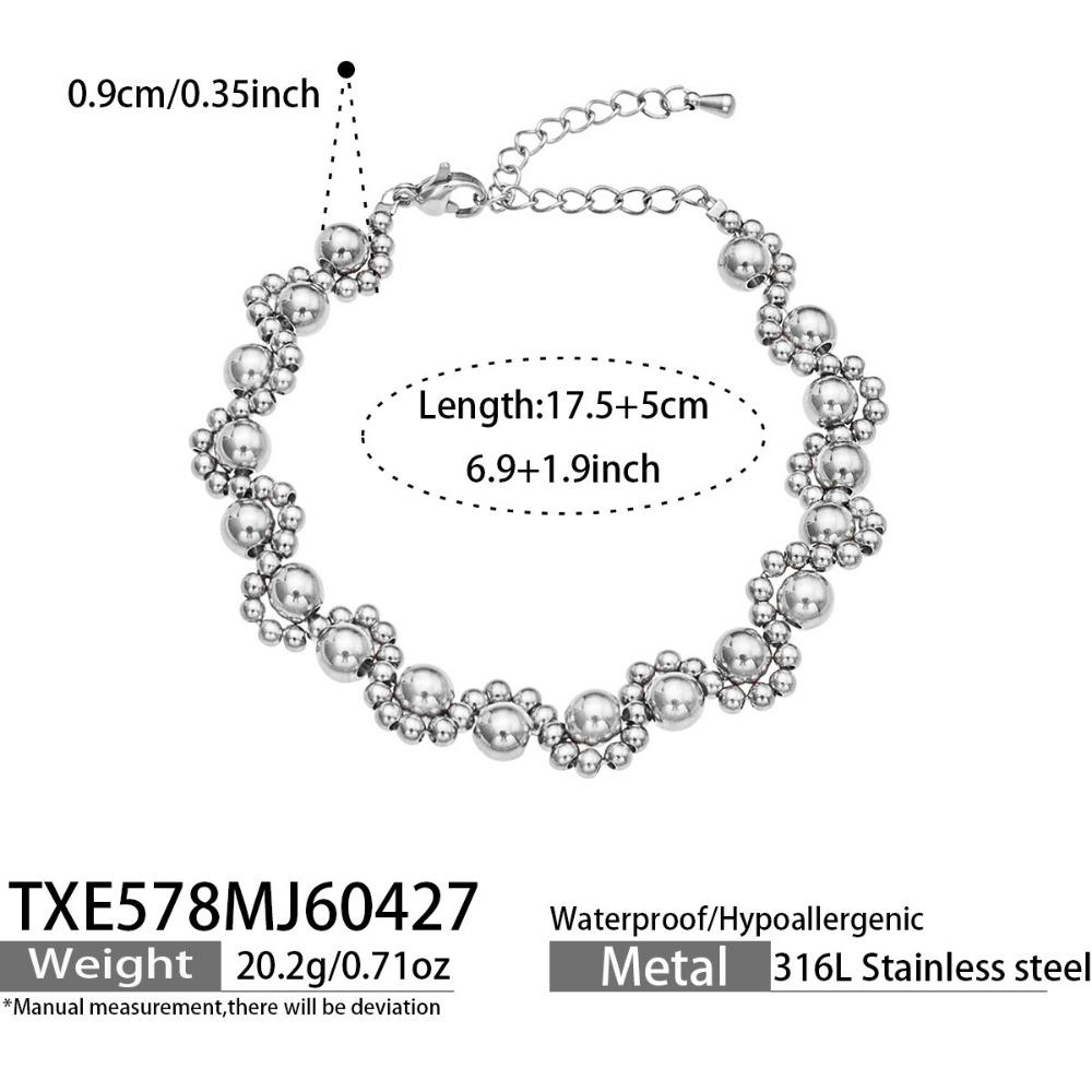 Stainless Steel Bead Bracelet Adjustable Chain Chain Jewelry Accessories Daily Outfits Silver Bracelet