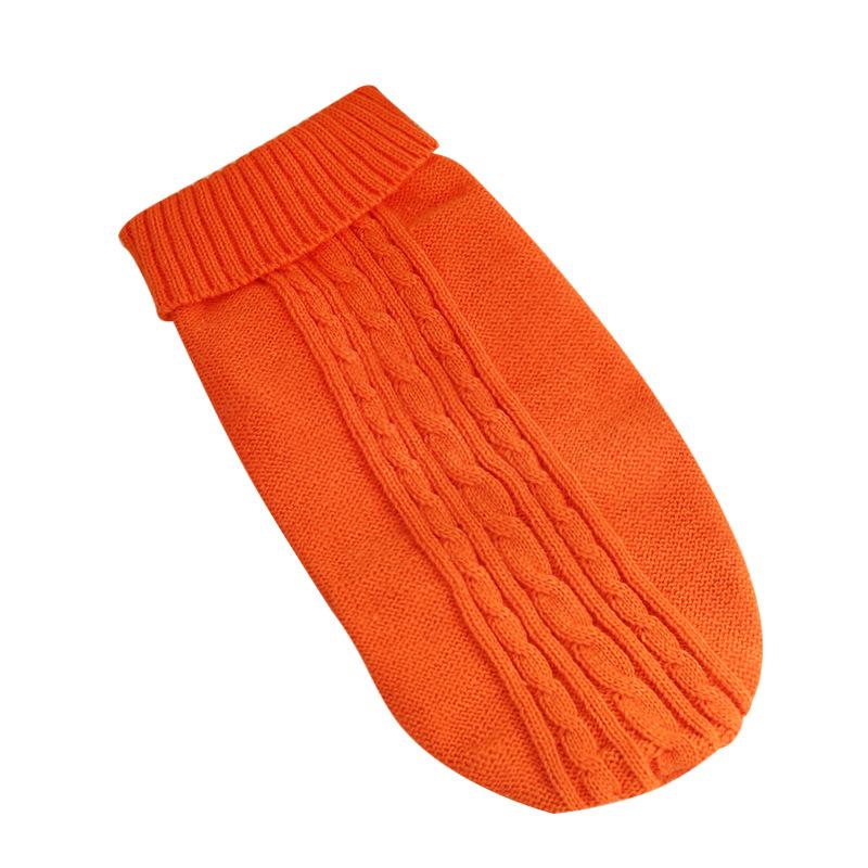 

1 шт. - Оранжевый теплый свитер с кабельной вязкой для питомца, одежда-свитер для щенка, подходит для сохранения тепла у собак в холодную погоду S оранжевый