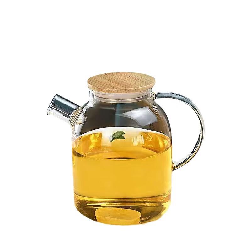 Glass Cold Water Pitcher with Bamboo Lid