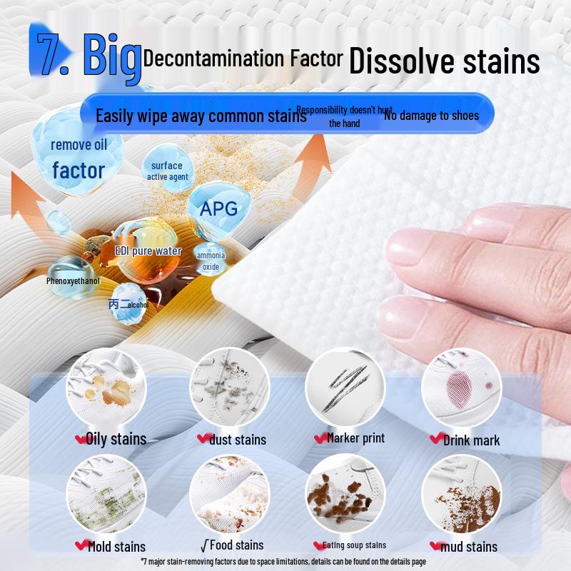 Shoe Cleaning Wipes with 3D Magic Particles – Portable Stain Remover & Brush for White Sports Shoes