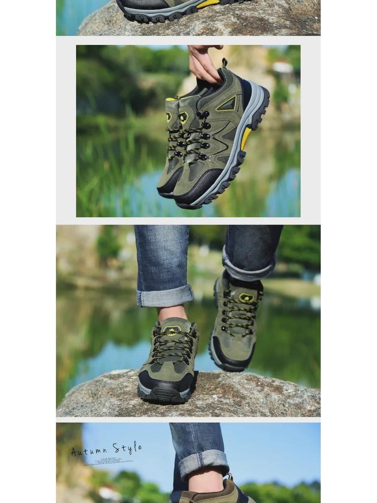 2021 Spring/Autumn Men's Low-Top Outdoor Hiking Shoes - Large Size Lace-Up for Off-Road Travel.