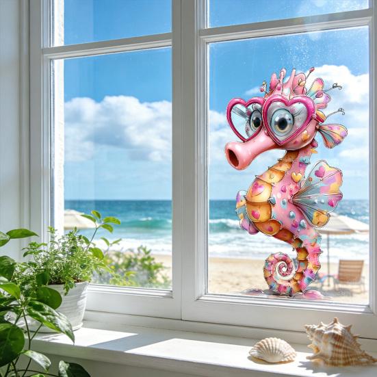 under The Sea Window Mermaid Animal Whale Clings Ocean Turtle Octopus Seahorse