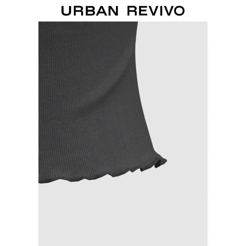 UR Women's Ruffle Hem Slim-Fit T-Shirt with Heart Buttons