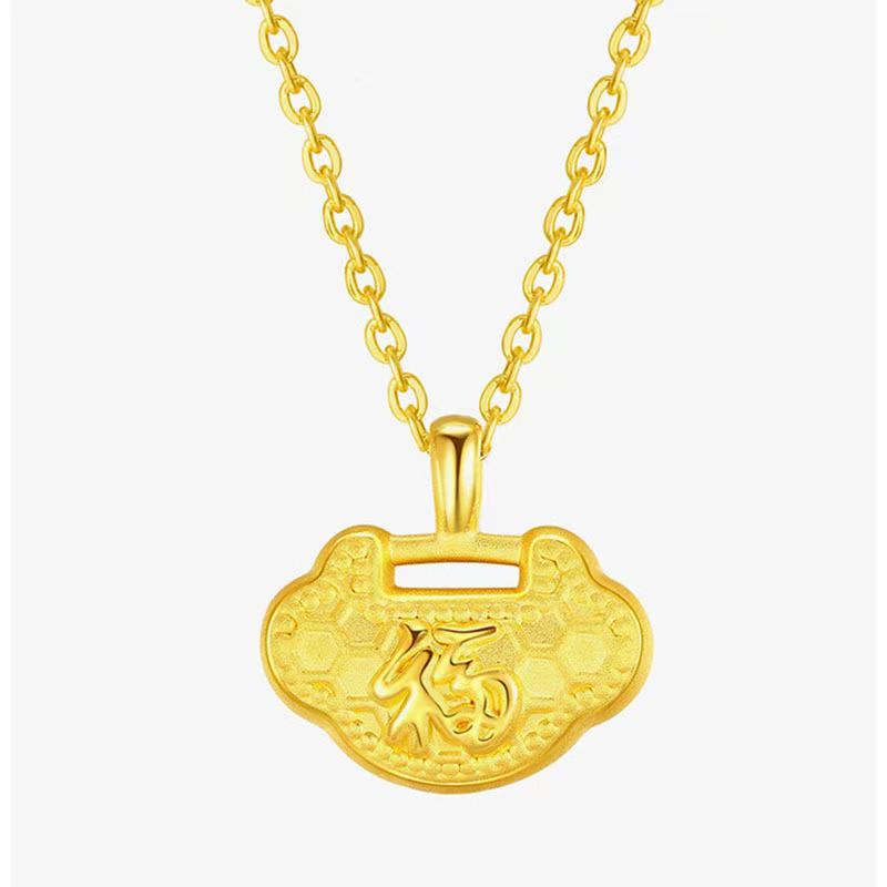 Rose Flower Crown Pure Gold 999 Pendant Set for Women - Qixi Valentine's Day Gift
