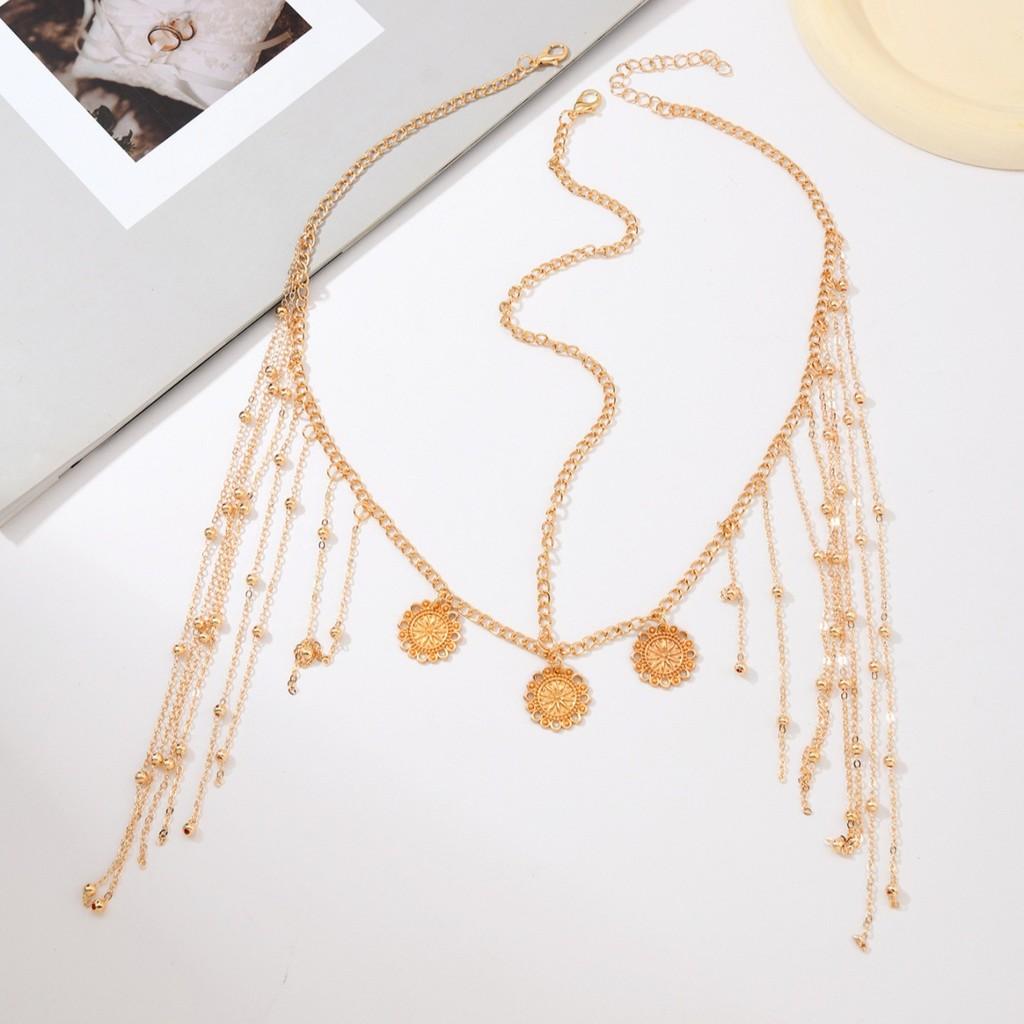 Geometric Gold Head Chain With Alloy And Dangle Tassels For Women Daily Accessories