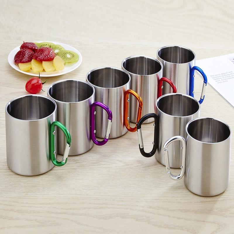 Sprzęt zewnętrzny Kubek górski 350 ml Kubek z karabińczykiem ze stali nierdzewnej Kubek kempingowy zastawa stołowa