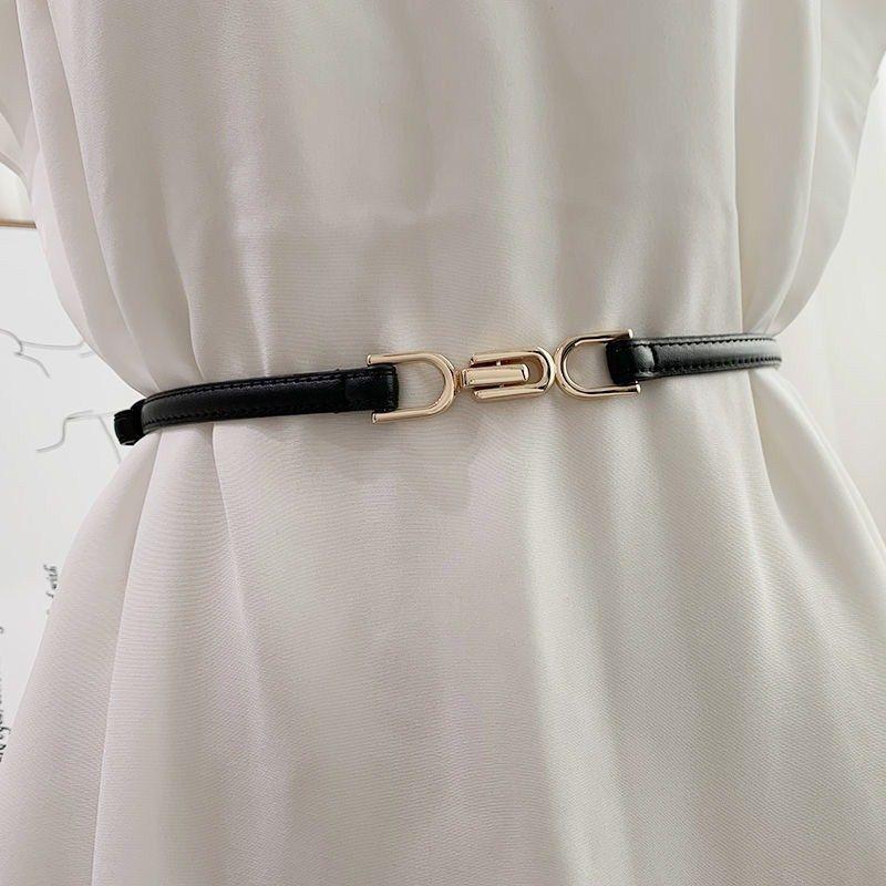 Contemporary Waist Adjustable Belt With Sleek Metal Buckle For Elegant Dresses In Colors Fall