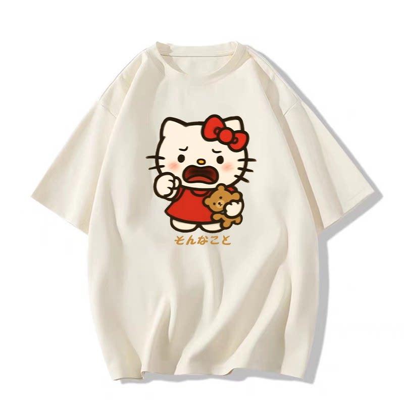 2026 Hello Kitty Tee soft cotton short sleeve crew neck cute print lightweight summer top for Women daily casual wear