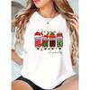 Women's Minimalist Christmas Pencil Print T-Shirt Crew Neck Short Sleeve Casual Summer Top