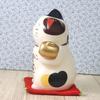 Yakushi Kiln Maneki-neko (Large) 11.5cm Long, Colorful Design, Good Fortune and Wealth (Includes Good Luck Sticker)
