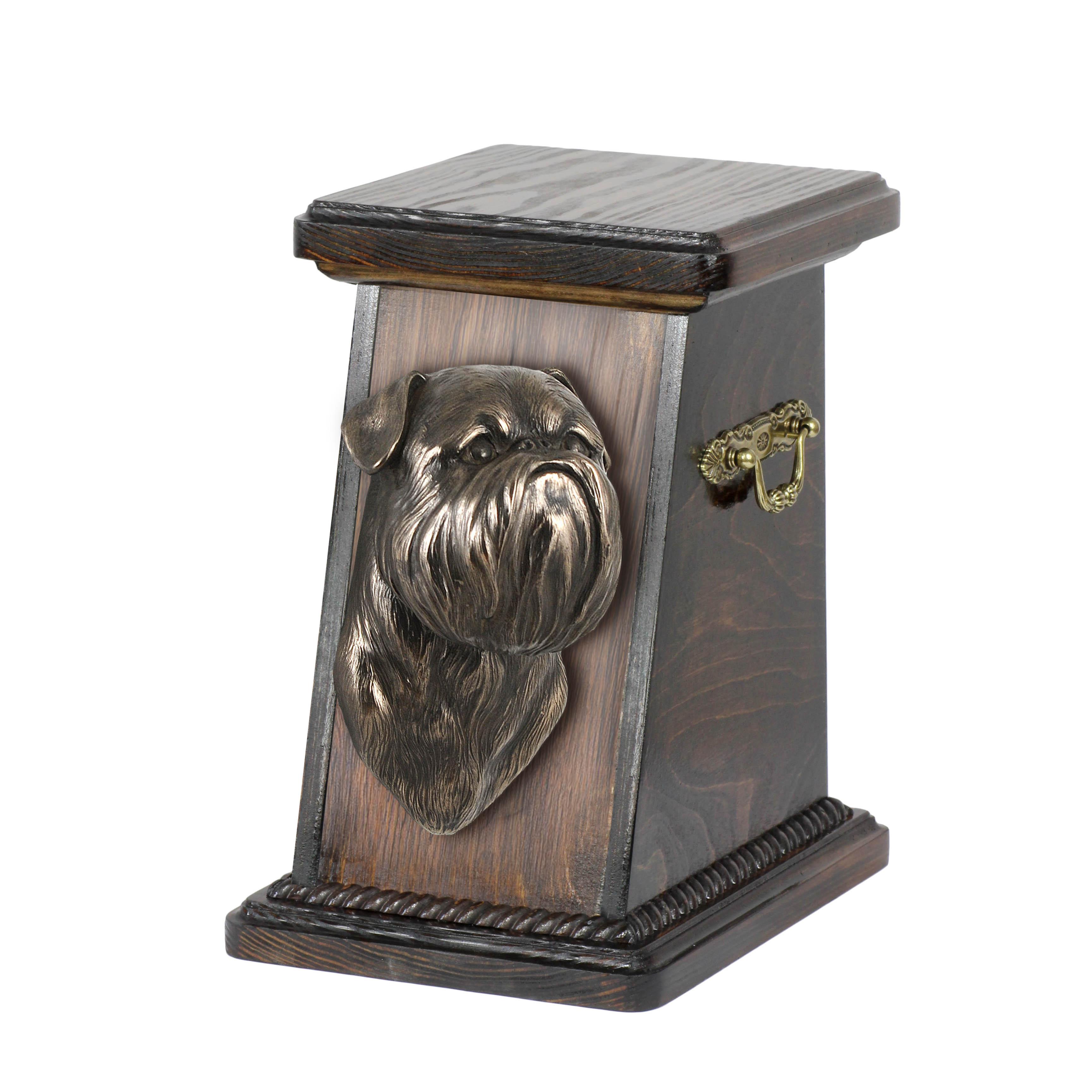 

Griffon Bruxellois, Brussels Griffon - urn for dog ashes, elegant urn with a statue, commemorative urn with a bust of a dog by Art-Dog brand коричневий