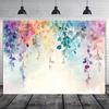 2D Watercolor Rainbow Wisteria Drooping Vine Boho Backdrop