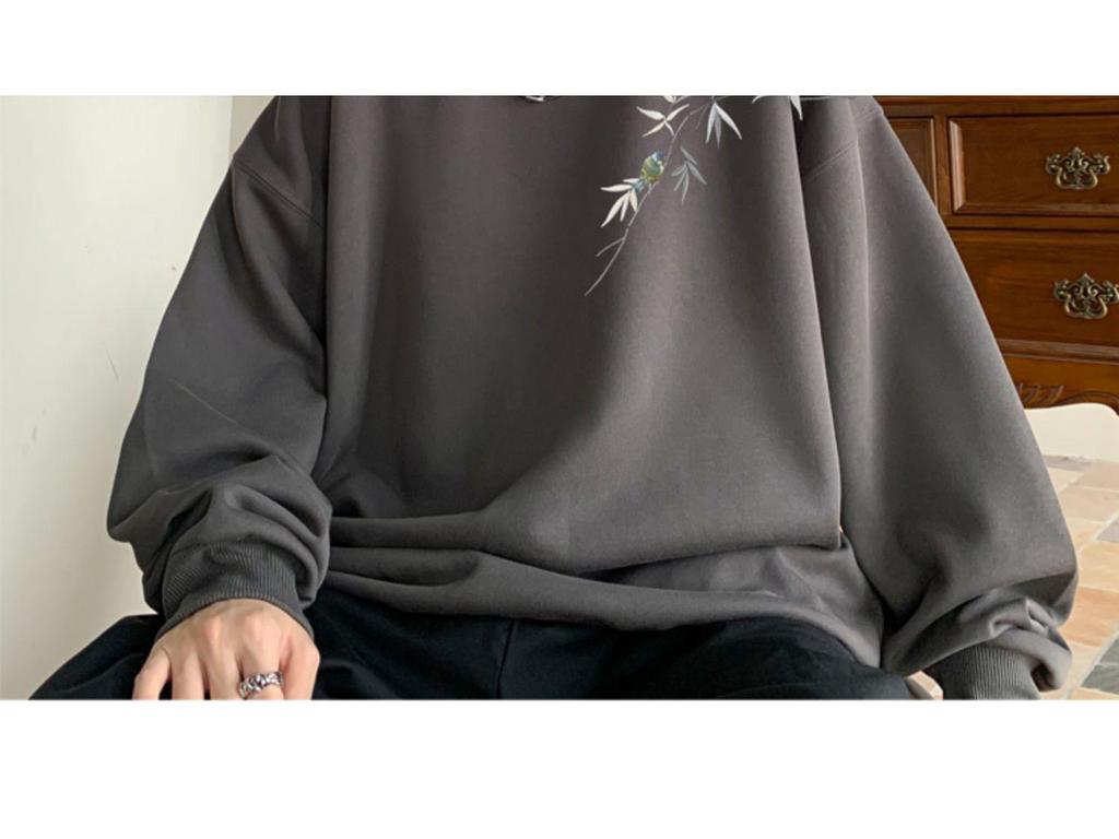 Men's Autumn/Winter Thick Printed Hoodie – Trendy Velvet-Lined Long Sleeve Outerwear