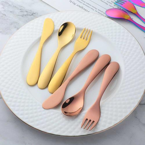 TUPMFG Children's Cutlery Set, 3-Piece Set (Knife, Fork, Spoon), for Kids and Desserts, Stainless Steel, Simple Design with Easy-to-Grip Handles, Hygi