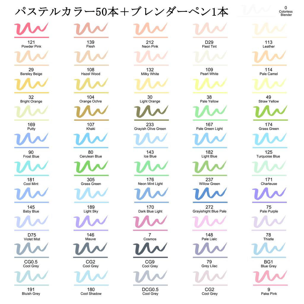 Shuttle Art Illustration Brush Pastel Brush and Fine Alcohol Marker Fine Coloring Art Gift for Adults and Kids Markers, 50-Color Set, Type, Colors,