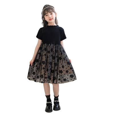 Yolrky Formal Short Tulle Floral for and Other Special Occasions Kids' Dress, Sleeve, Dress, Print, Black, Recitals, Weddings, Funerals, (150)