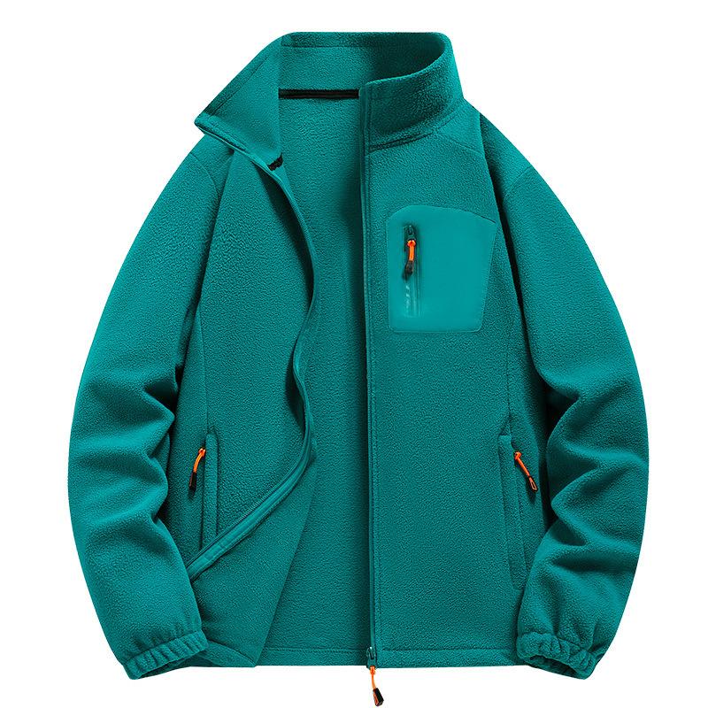 New Autumn and Winter Fleece Jacket for Men with Velvet Warm Stand Collar Loose Casual Fleece Jacket for Men