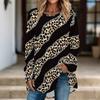 Women Long Sleeve Tunic Top Print Crew Neck Loose Fit Blouse With Pockets Casual Daily Wear Ladies Tops
