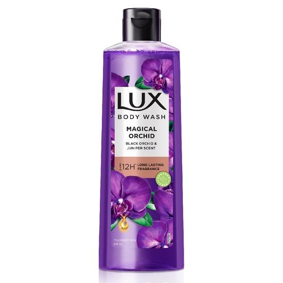 

Гель для душа Lux, Аромат черной орхидеи и масло можжевельника, Гель для тела с глицерином для мягкой кожи, Стойкий аромат, Без парабенов, 245 мл