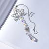 1PcMetalLotusandArtificial Crystal Suncatcher Charm Handmade Applicable Home Wind Chime Pendant Outdoor Garden Plant Decoration
