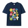 Unisex Buntes Doodle Cartoon Grafik T-Shirt Glückliches Monster Fruchtprint Oversize Dopamin Sommer Lässiges Kurzarm-T-Shirt