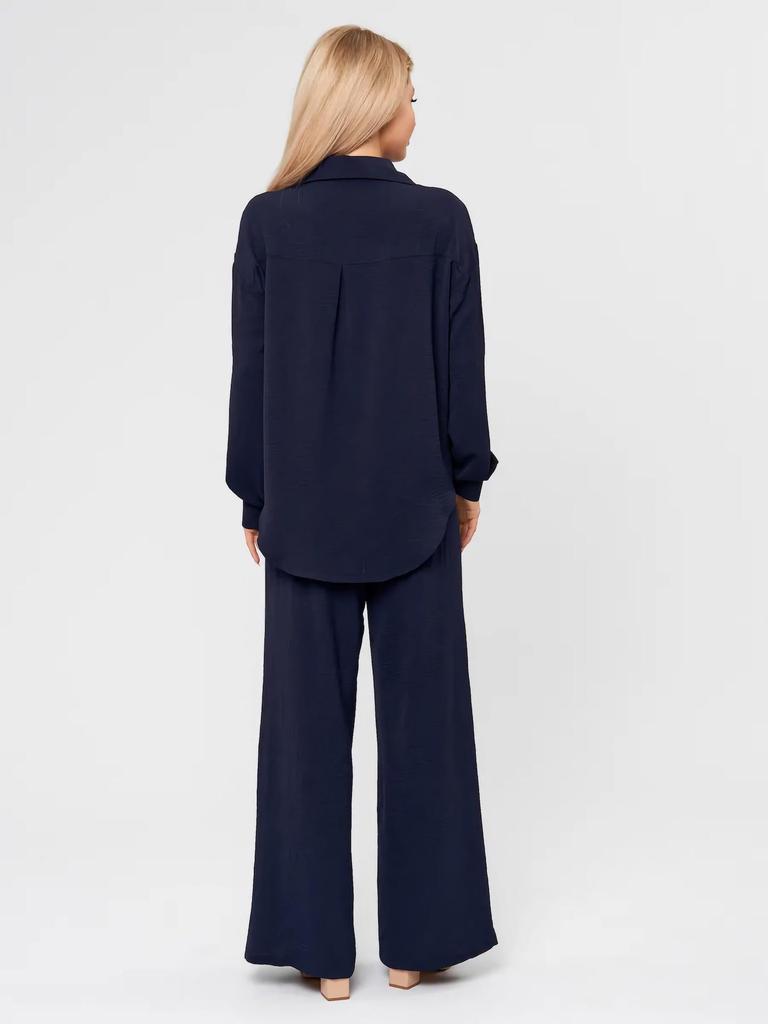 French Casual Two-Piece Loungewear Set: Relaxed Shirt and Pants for Women