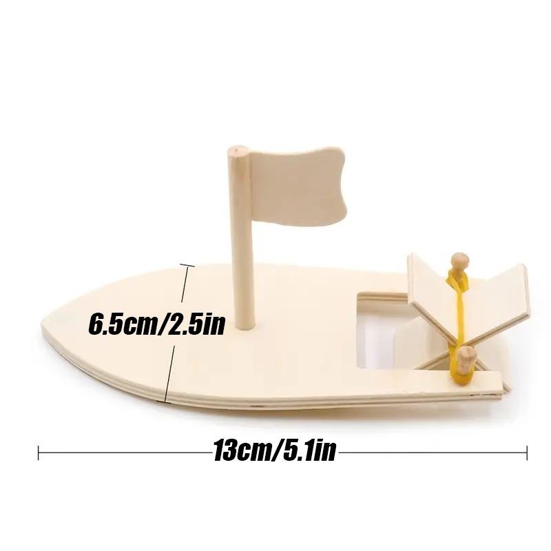 1Pc DIY Wooden Sailboat Rubber Band Paddle Boat Paint and Decorate Wooden Sailboat for Birthday Carnival Party DIY Craft