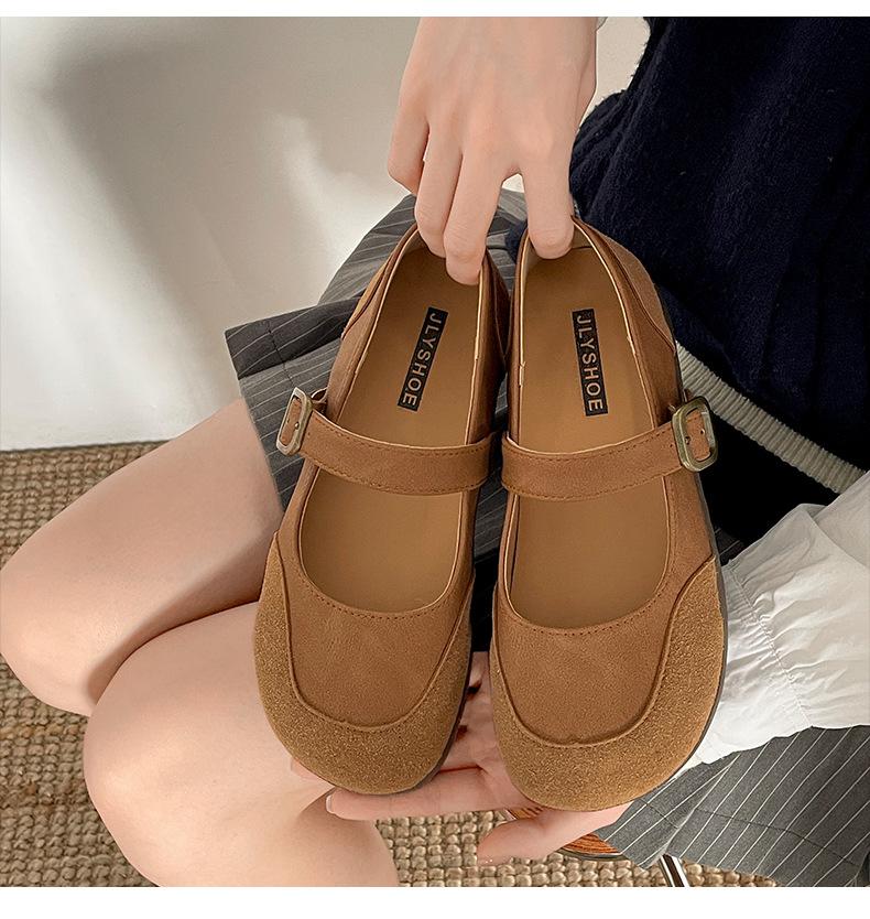 Mode leichte Retro erhöhende dicksohlige flachmündige Einzel-Schuhe Damen 2025 neu Frühling und Herbst mit Rock runder Zeh Mary Jane Schuhe