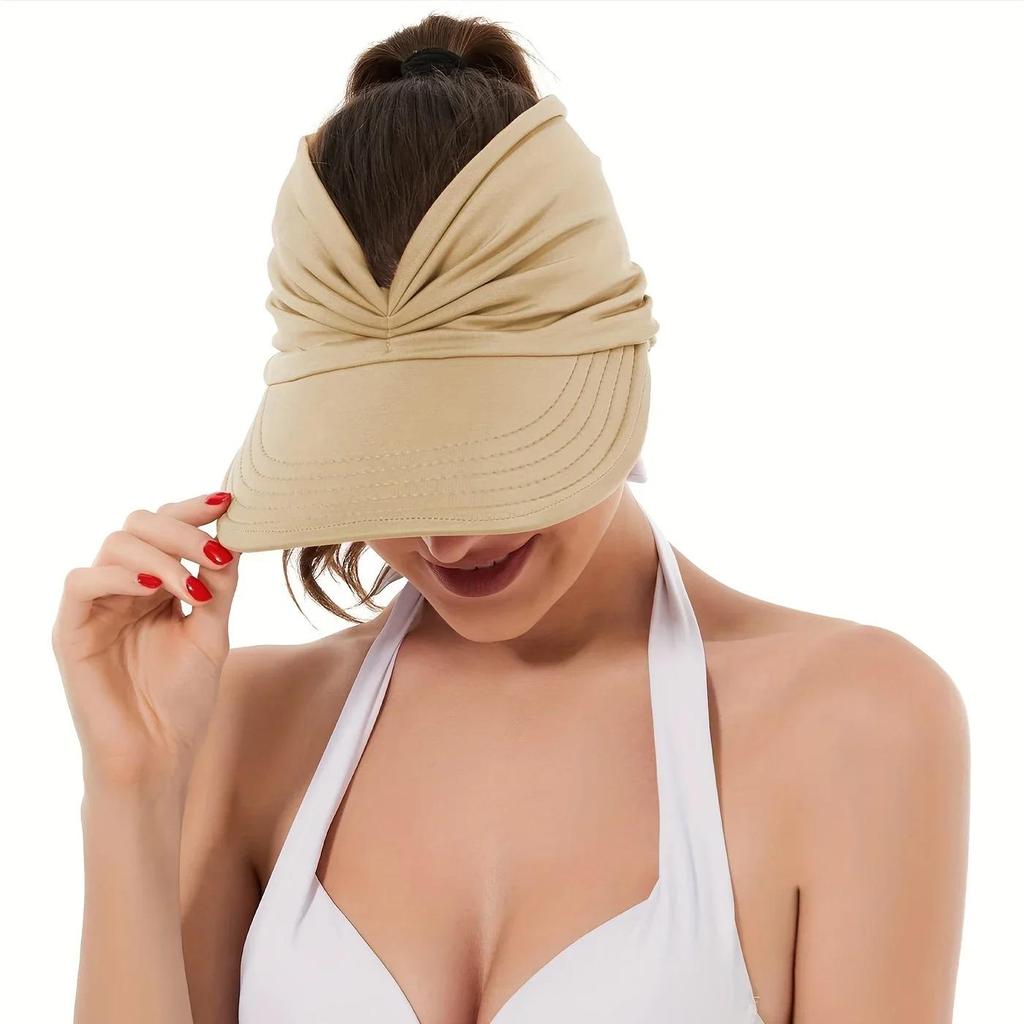 2023 Women Sun Visor Empty Top Hat Wide Brim Summer UV Protection Beach Sport Cap Easy To Carry Travel Caps Fashion Beach Summer