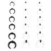 18-Piece Acrylic Bull Horn C-Shaped Ear Expander Set - Black, White, Transparent Colors