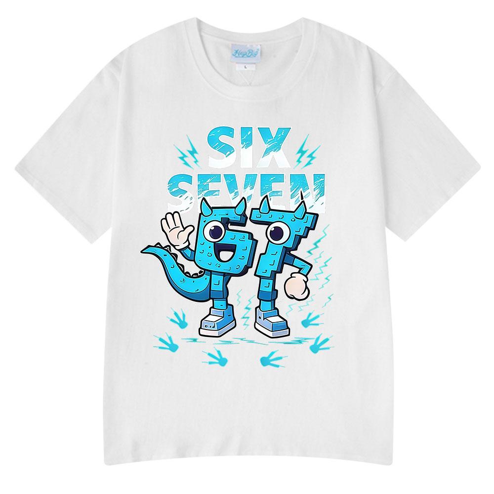 Six Seven 67 Funny Brainrot Meme Cartoon T Shirts Unisex Women Clothing Fashion Tshirt Summer Cotton Casual Short Sleeve Tshirts