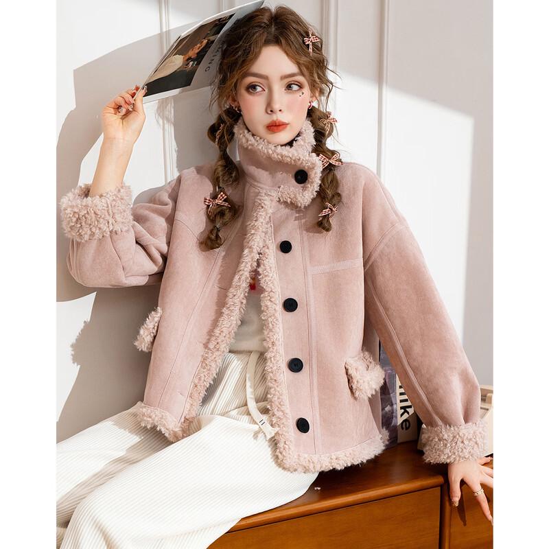 ET BOITE Women's Fleece-Lined Stand Collar Casual Jacket