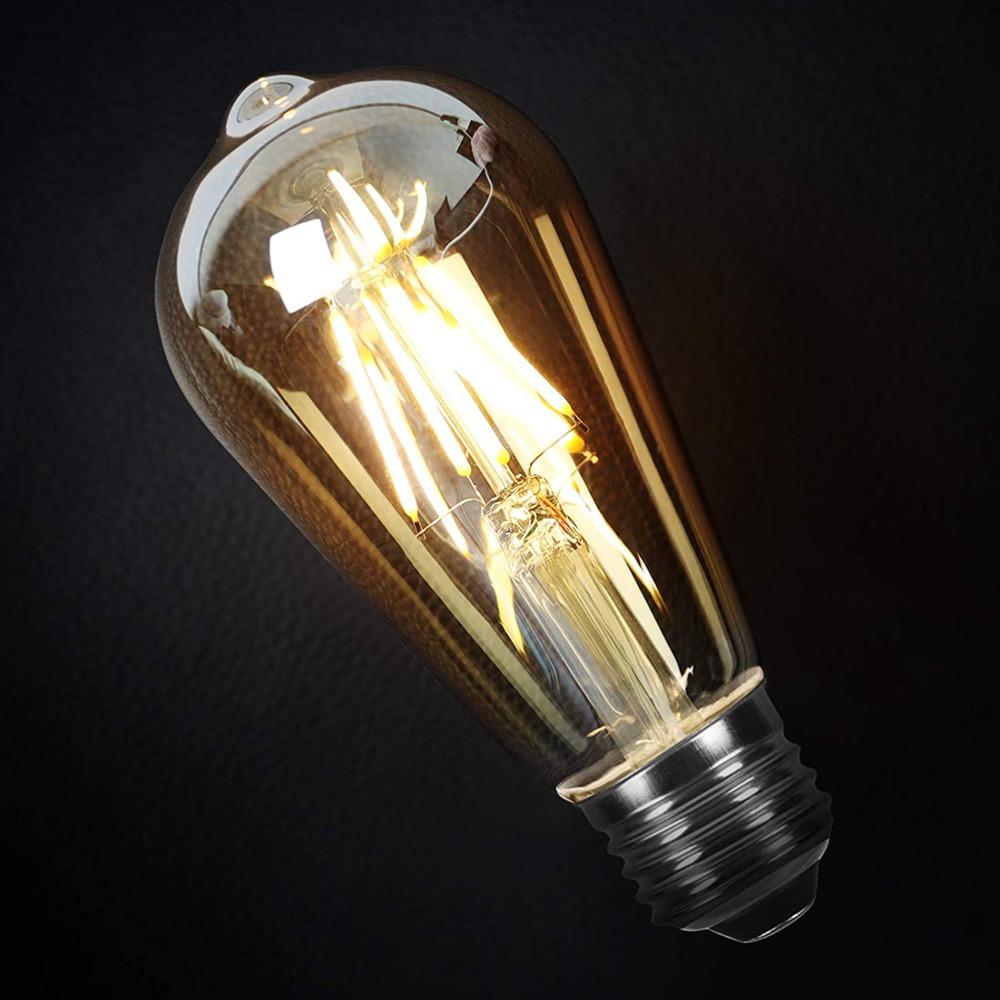6 Pack ST19 Shape Filament Bulb 4W LED (40W Equivalent) LED Bulb LED Filament Bulb  Restaurant
