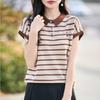 Women Knit T-shirt 100% Wool MODERN NEW SAGA Summer Knitted Shirt Short Sleeve Tees Turn-down Collar Patchwork Pullover Knit Tops