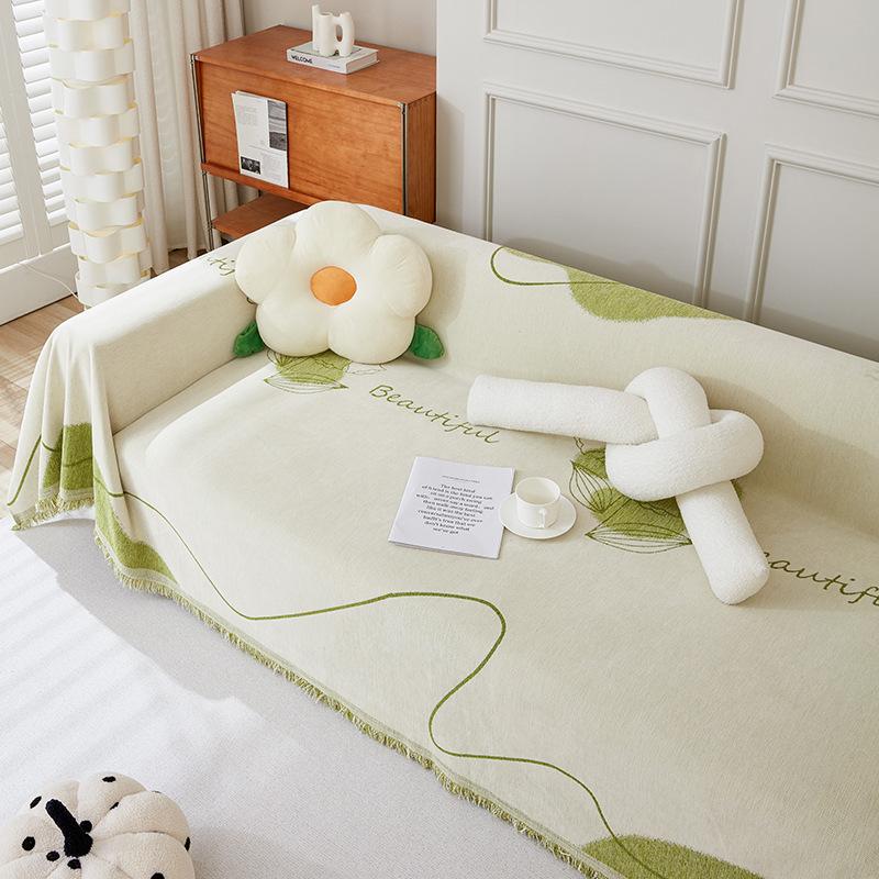 

Одеяло из синели с кисточками, одноместное, полное, четырехсезонное, чехол для дивана, защита от пыли и царапин, защита от царапин, диванное одеяло, ковер 180X130cm зелёный