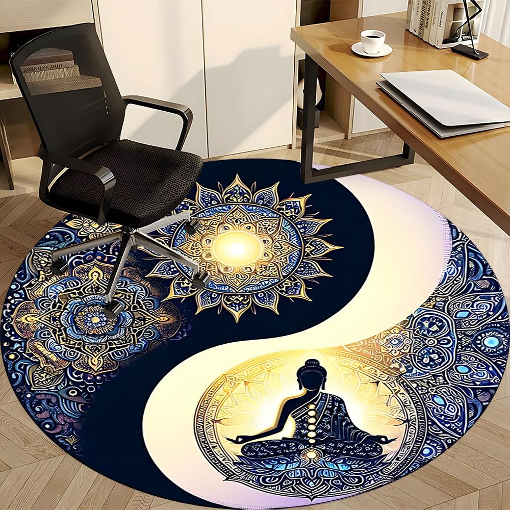 1pc Yin Yang Meditation Chair Carpet for Office Non-Slip, Machine Washable Rug for Office, Room - Holiday Decor, Machine Made yy251016074
